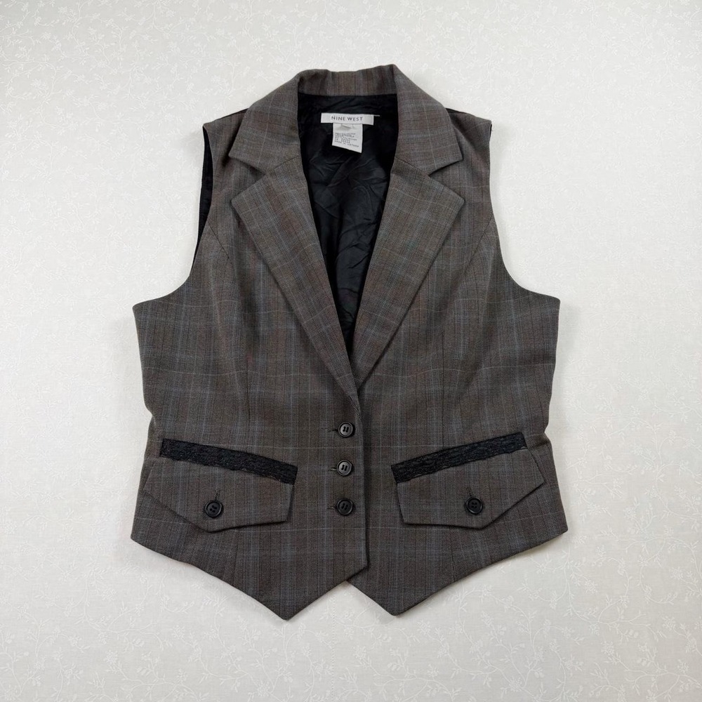 Vintage Nine West Women's Plaid Office Siren Vest — Size 2